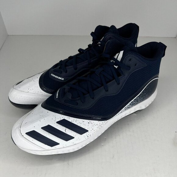 Adidas Mens G28272 Navy Blue White Icon Bounce Mid Baseball Size 17 Cleat Shoes main image 9